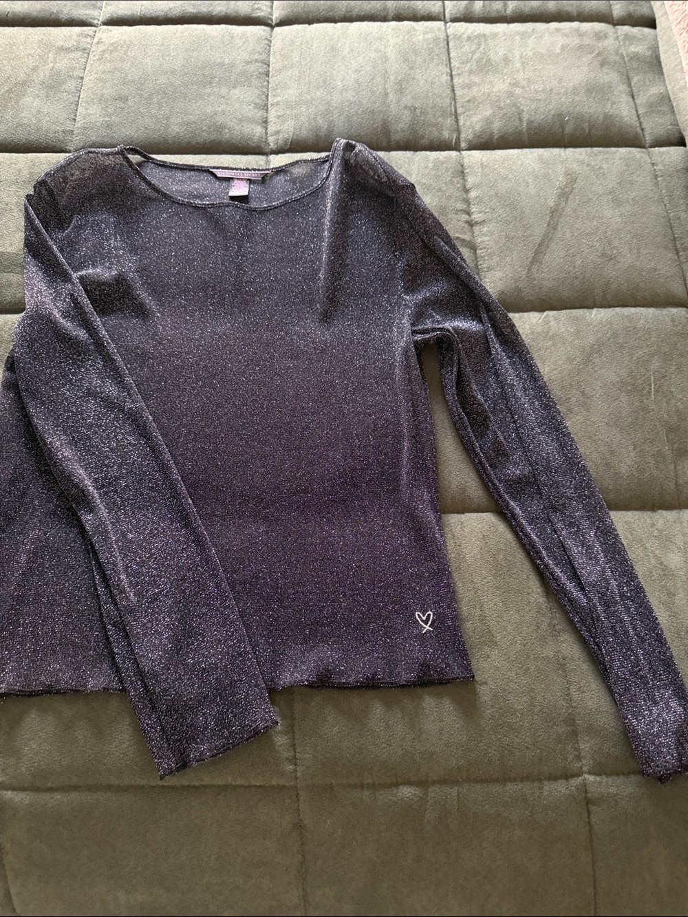 Victoria's Secret Shimmery Long-Sleeve Top - black